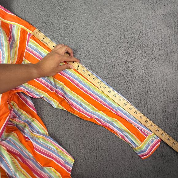 Ralph Lauren Shirt Mens 17-XL Rainbow Multicolor Vertical Striped Poplin Classic - Picture 7 of 8